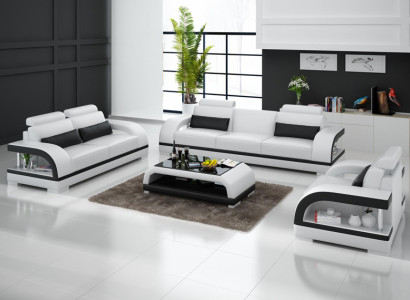 Leather sofa Couch Living landscape 3+2+1 Seater Sofa Suite Decor Design new