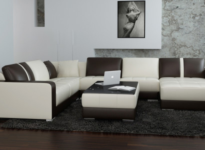 Leather sofa Couch Living landscape Corner sofa Corner Suite Design Modern Sofa with USB