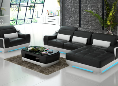 Leather sofa Couch Living landscape Corner sofa + Armchair new Suite Modern Sofa G8025E