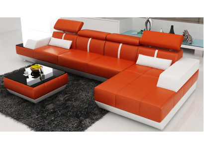 Leather sofa L-shape Couch Living landscape Corner sofa Suite Design Modern Sofa USB Eu
