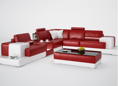 Leather sofa Couch Living landscape Corner sofa Eck Suite Design Modern Sofa with USB new