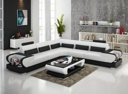 Leather Sofa Couch Living landscape Corner Suite Design Modern Sofa with USB Corner sofa