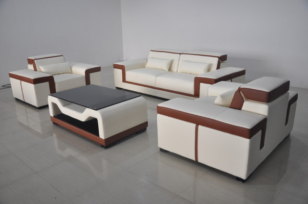 Sofa with USB Upholstery Leather Couch Seat Complete Set Modern Suite 3+2+1 Seater