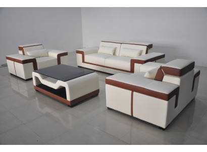 Sofa with USB Upholstery Leather Couch Seat Complete Set Modern Suite 3+2+1 Seater