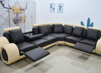 design Corner sofa couch Suite Leather relax function sofa -- Protected Design --