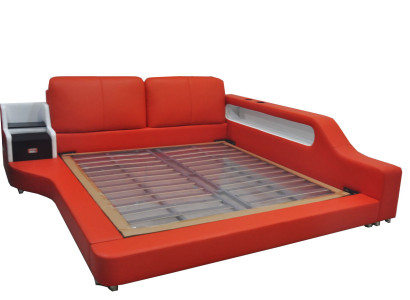 Double Luxury Design Leather Bed Upholstery Beds with USB Hotel Multifunction