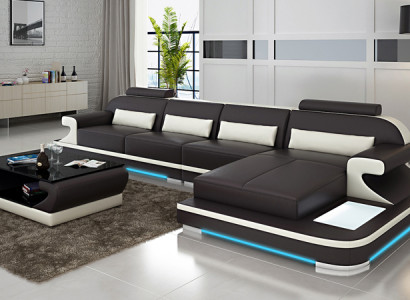 Leather sofa Couch Living landscape Corner sofa Corner Suite Design Modern Sofa G8021C