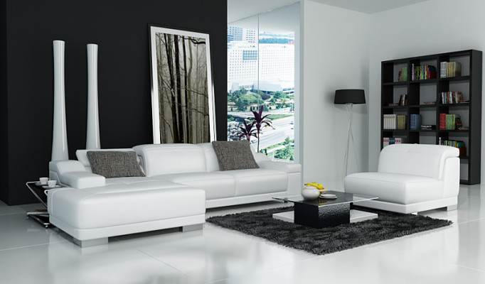 Leather sofa sofa couch living landscape corner sofa corner suite design + armchair K5002D