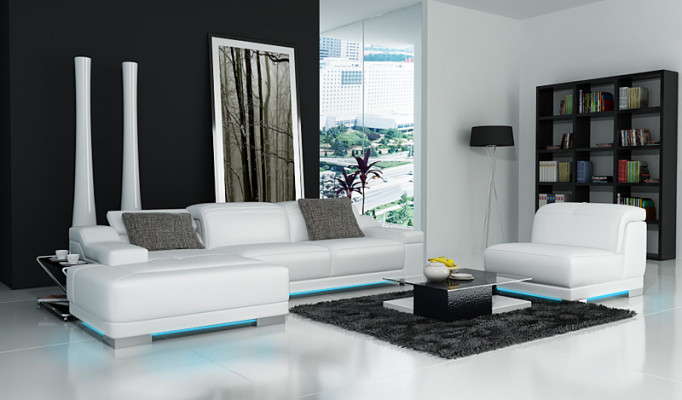 Leather sofa sofa couch living landscape corner sofa corner suite design + armchair K5002D