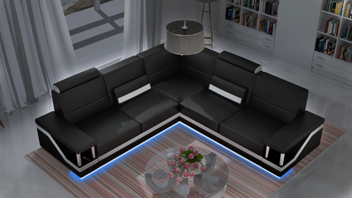 Leather sofa Corner sofa Sofa Couch Poster Corner suite Sofas Fabric Leather Suite new