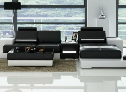 Leather sofa Corner sofa Sofa Couch Design Seat Upholstery Suite Living landscape 2725B