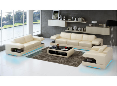Leather sofa Couch Living landscape 3+2+1 Sofa set new Design Modern