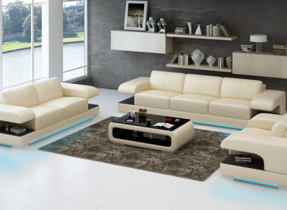 Leather sofa Couch Living landscape 3+2+1 Sofa set new Design Modern
