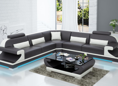 Leather sofa Couch Living landscape Modern Corner Corner sofa Sofa Design Suite