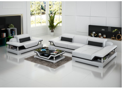 Design leather sofa sofa couch upholstery corner living landscape suite sofas new G8004F