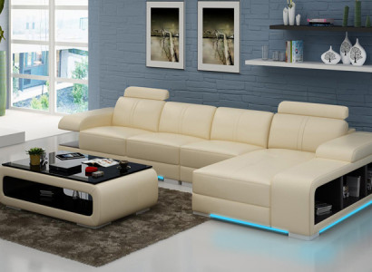Modern Sofa L-shaped Corner sofa from Leather in a beautiful modern designer style