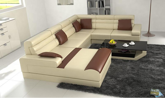 Corner sofa with USB Living landscape XXL Big Couch Upholstery Suite Corner Couches U-shape