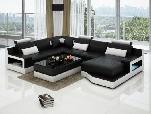 Leather sofa Corner sofa with USB Design Suite Living landscape Corner Seat Upholstery Ulm