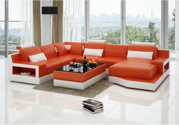 Leather sofa Corner sofa with USB Design Suite Living landscape Corner Seat Upholstery Ulm