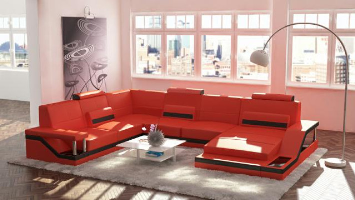 Designer Living landscape U-shape with USB Corner sofa Upholstery Suite Corner suite Sofa