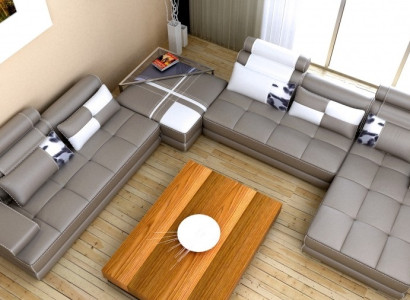 Corner sofa Sofa with USB Living landscape Leather sofa XXL Designer Sofas Wolfhagen Gray