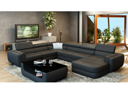 Designer sofa Seat Upholstery Corner leather sofa Living landscape Sofa with USB Upholstery new