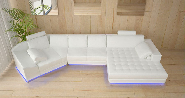 Leather sofa with USB Living landscape Corner sofa Eck Suite Design Modern Sofa A1116