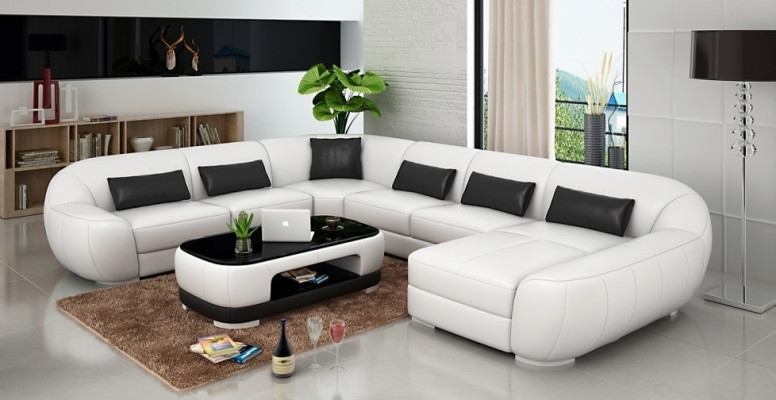 Modern leather sofa+USB,Corner sofa Living landscape Seat Upholstery Couch Suite new