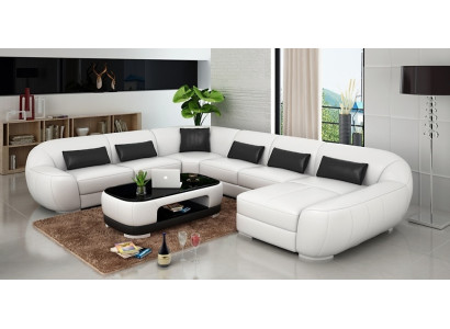 Modern leather sofa+USB,Corner sofa Living landscape Seat Upholstery Couch Suite new