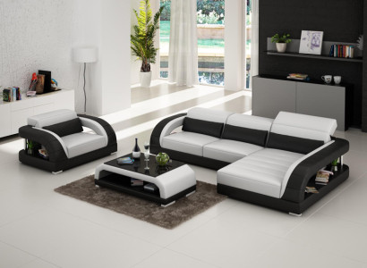 Leather sofa Couch Living landscape Corner sofa Armchair Set Suite Design Sofa USB new