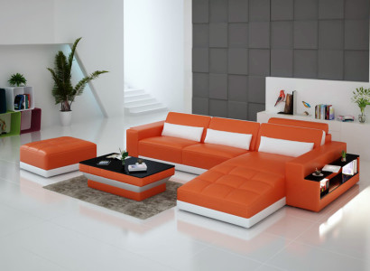 Leather sofa Couch Living landscape Corner sofa Corner Suite Design Modern Sofa G8019E