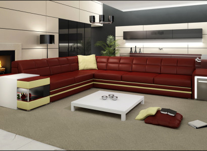 Designer sofa Corner sofa Couch Leather sofa Upholstery Seat Corner Suite +Light new PH3026