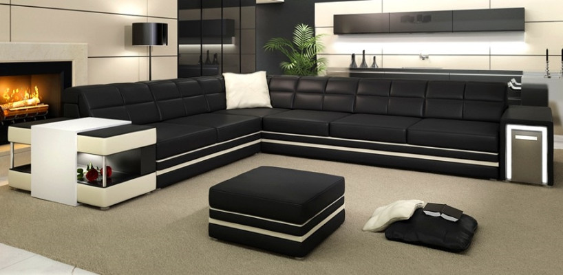 Designer sofa Corner sofa Couch Leather sofa Upholstery Seat Corner Suite +Light new PH3026