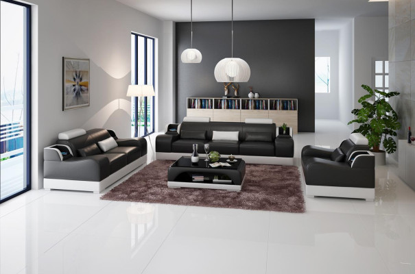 Sofa set Couch Upholstery Sofa 3+1+1 Sets Design Leather 3pcs. Complete set
