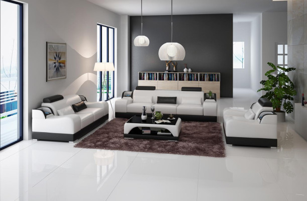 Sofa set Couch Upholstery Sofa 3+1+1 Sets Design Leather 3pcs. Complete set