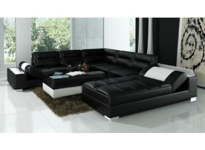 Leather sofa Corner sofa + USB Suite Upholstery U-shape Couch Sofa Design Living landscape