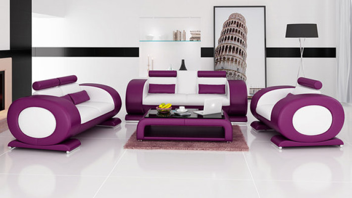 Sofa Couch Leather Seat 3+2+1 Complete Set Suite Designer Modern