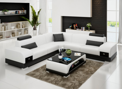 Leather sofa Couch Living landscape Corner sofa Corner Suite Design Modern Sofa USB new