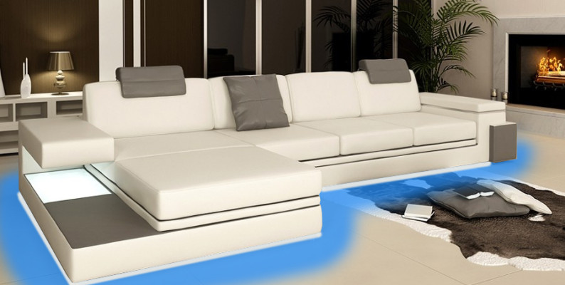 Red Design Living room Couch Fabric Sofa Upholstery Corner Textile Suite LED + USB