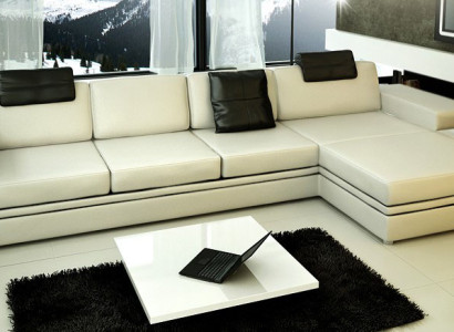 Corner sofa with USB Couch Sofa Living landscape Seat Corner Suite Leather Textile PHM88
