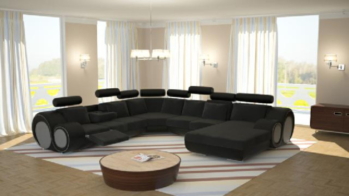Sofa with USB Designer Living landscape U-shape Couch Corner sofa Upholstery Suite new