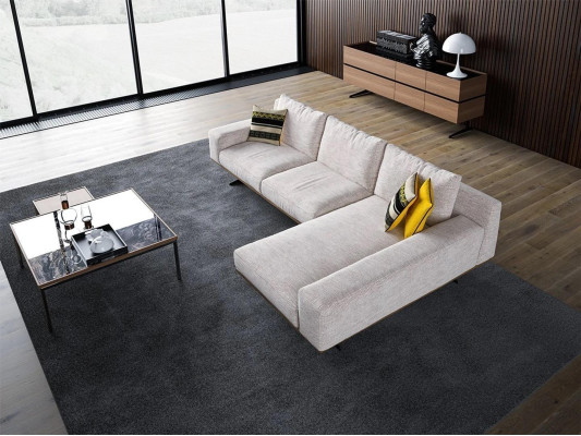 Designer Luxury Textile Upholstered Sofa L-shape Living room 2x Coffee table Furnishings