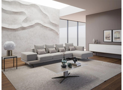 Luxury Living room Set 3-piece Corner sofa L-shape new Coffee table with Wood Side table