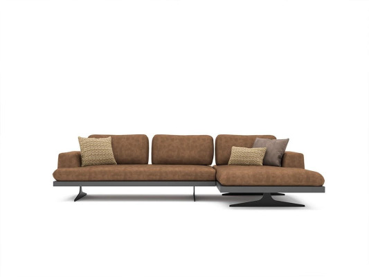 Corner sofa L-shape Relax Living room Brown Leather Sofa Upholstered furniture Corner Suite