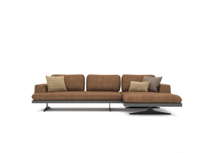 Corner sofa L-shape Relax Living room Brown Leather Sofa Upholstered furniture Corner Suite