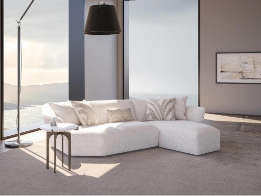 Designer Sofa Couch White Furnishings Living room Corner sofa L-shape Upholstered furniture