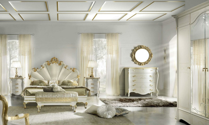 Classic s Bed Baroque Rococo Hotel Beds Upholstered bed Double bed Italy Furniture