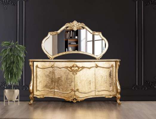 Sideboard Mirror Luxury Chest of drawers Suite Furniture Chests of drawers Sideboards Gold
