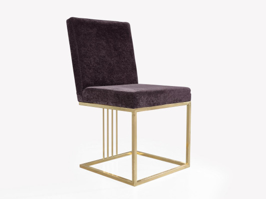 Bordeaux-colored upholstered chair without armrests in a luxurious stainless steel premium design