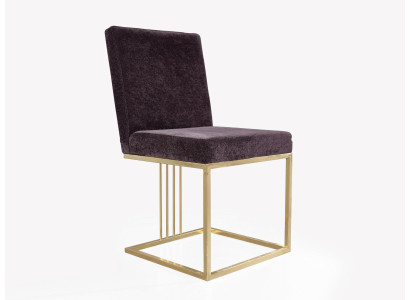 Bordeaux-colored upholstered chair without armrests in a luxurious stainless steel premium design